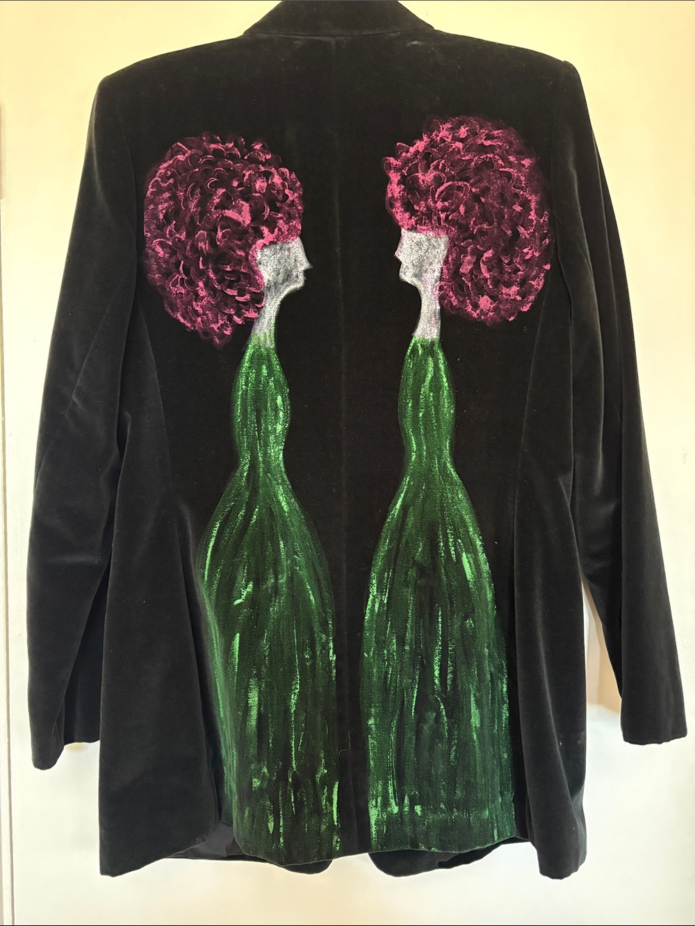 Chaus Black Velvet Artsy One Button Blazer Jacket 10